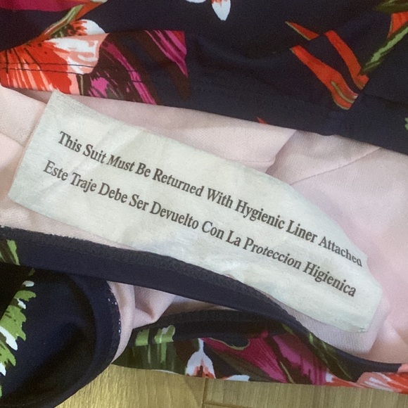 NWT size Small Kona Sol navy blue and pink floral one-piece swim suit - Picture 6 of 6